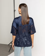 97 SATIN LACE OVERSIZED TEE NAVY