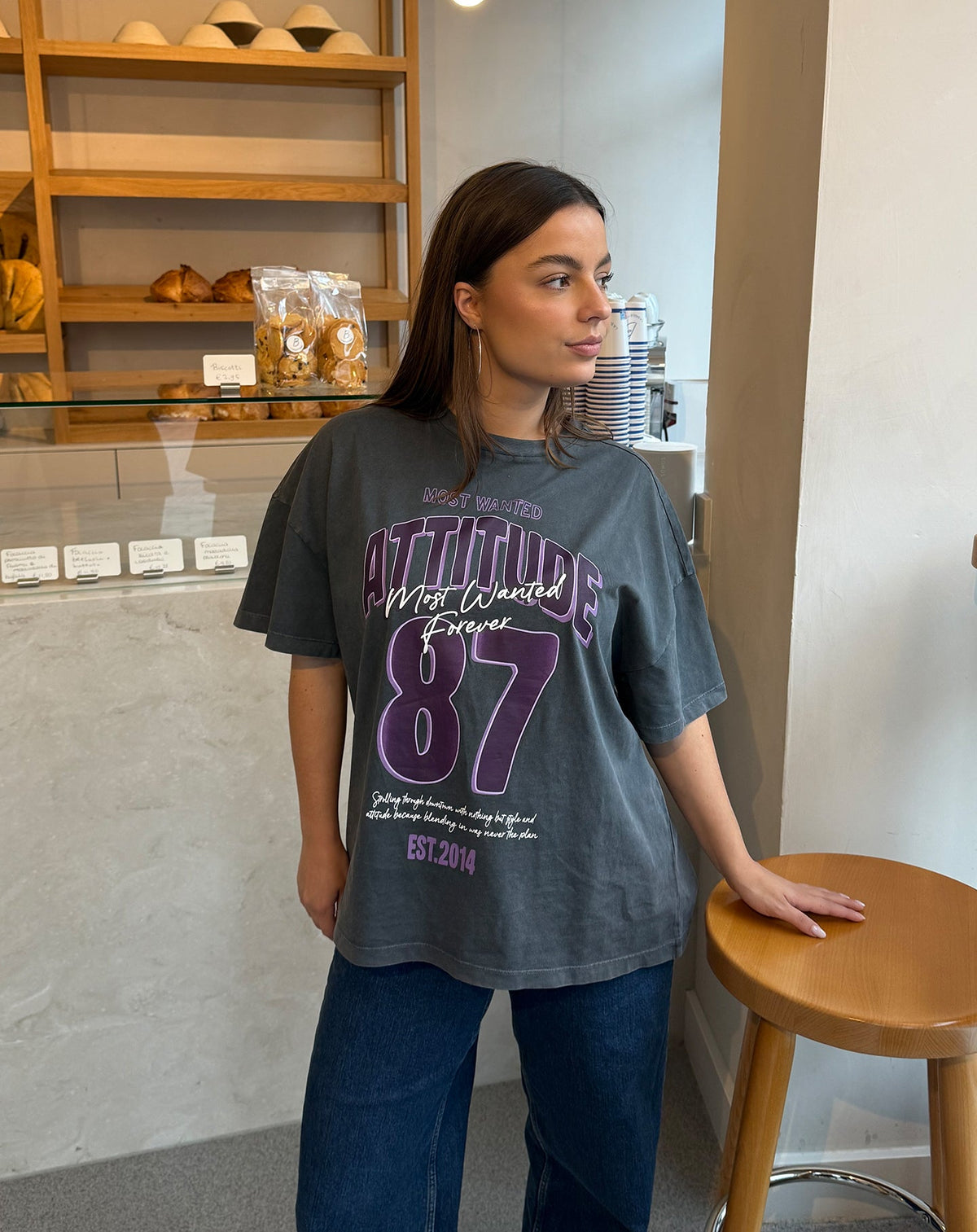 ATTITUDE OVERSIZED TEE ACID GREY