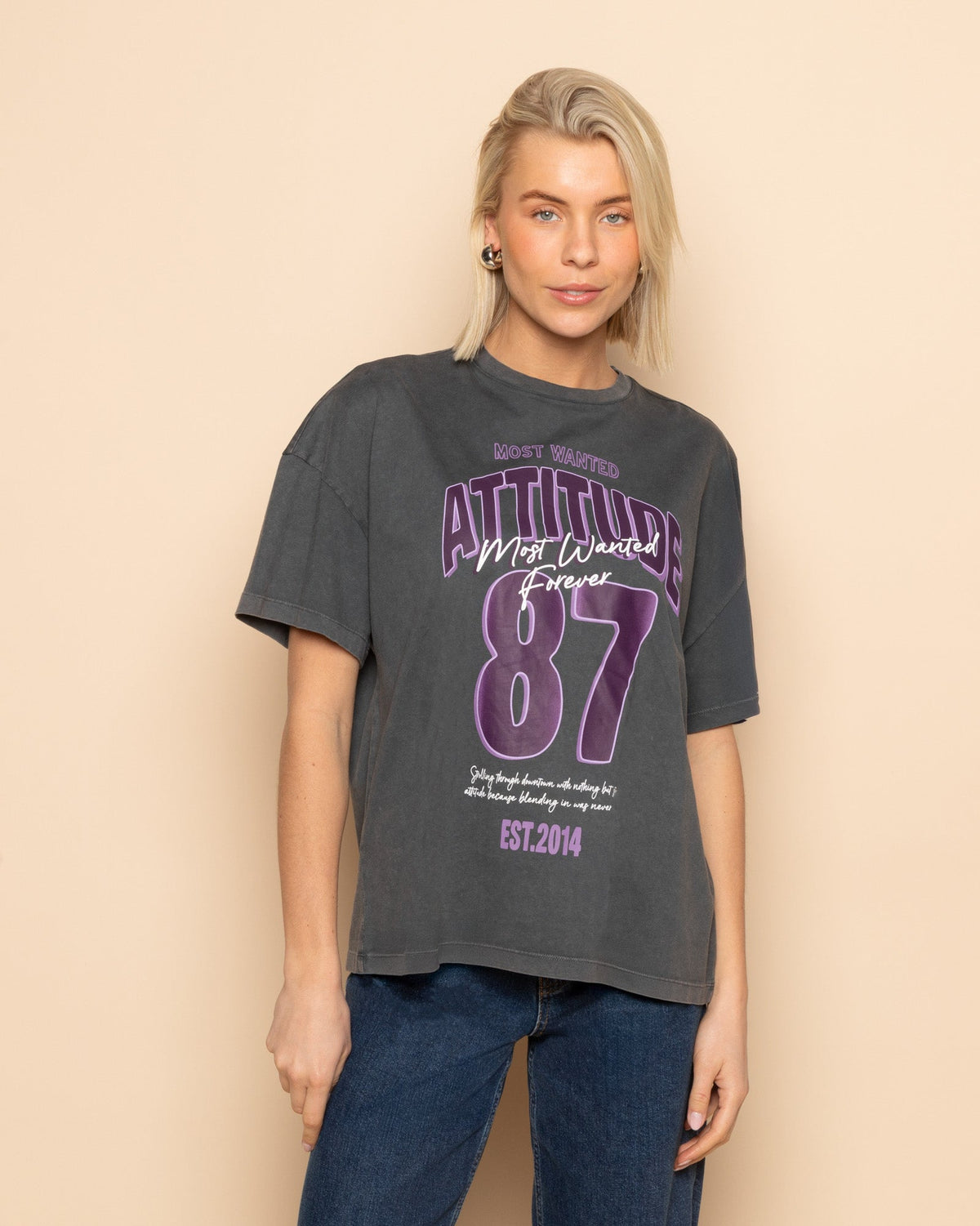 ATTITUDE OVERSIZED TEE ACID GREY