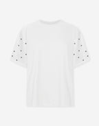 BOLD STUDS SLEEVE OVERSIZED TEE CREAM