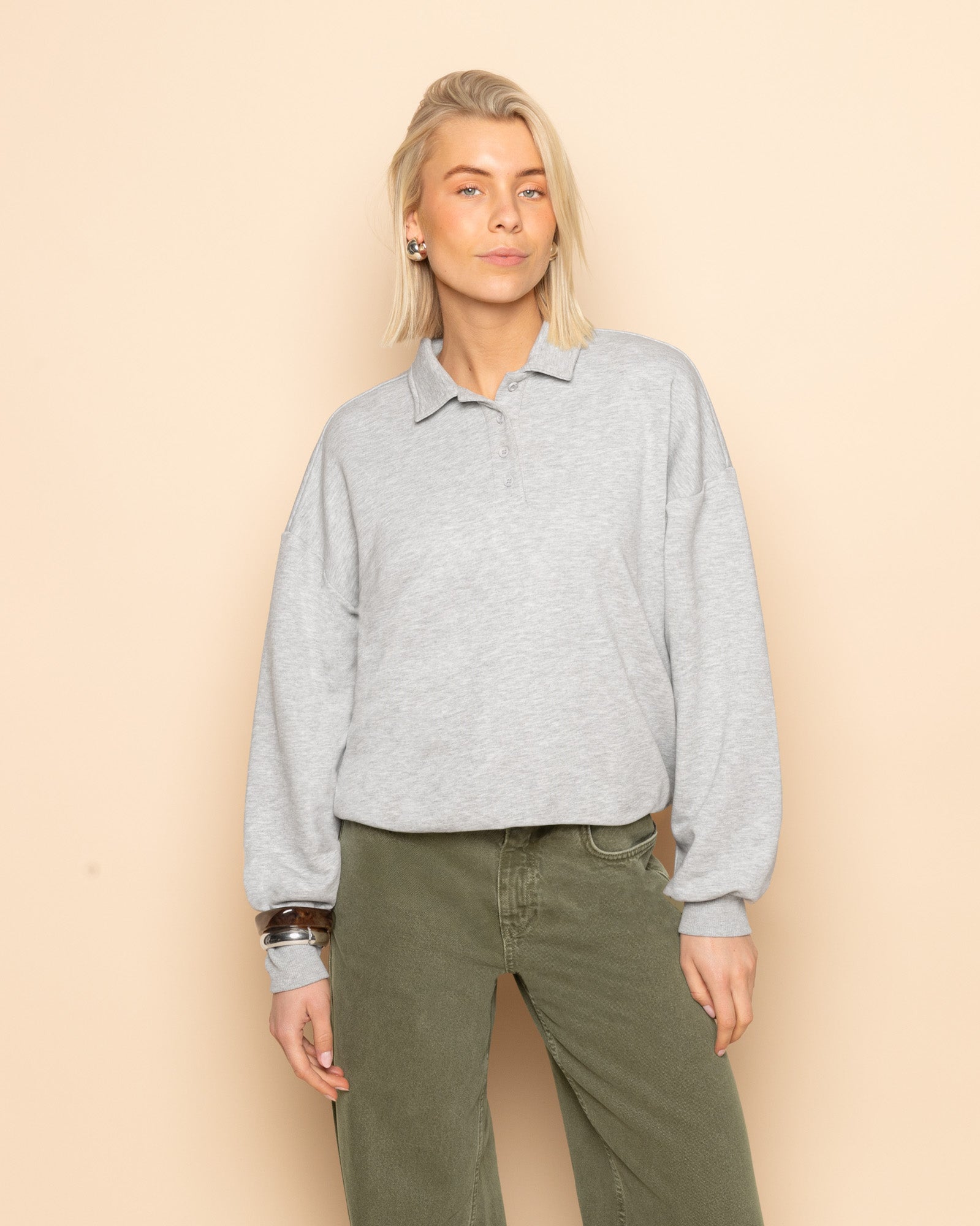 POLO SWEATER GREY MELANGE