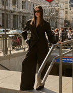 LORNA PLEATED WIDE LEG PANTALON PETITE BLACK