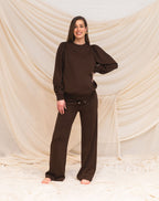 SCUBA PINTUCK PANTS MATERNITY PETITE BROWN