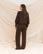 SCUBA PINTUCK PANTS MATERNITY PETITE BROWN