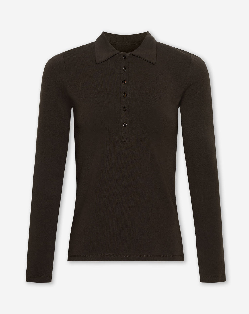 FITTED JERSEY POLO DARK BROWN