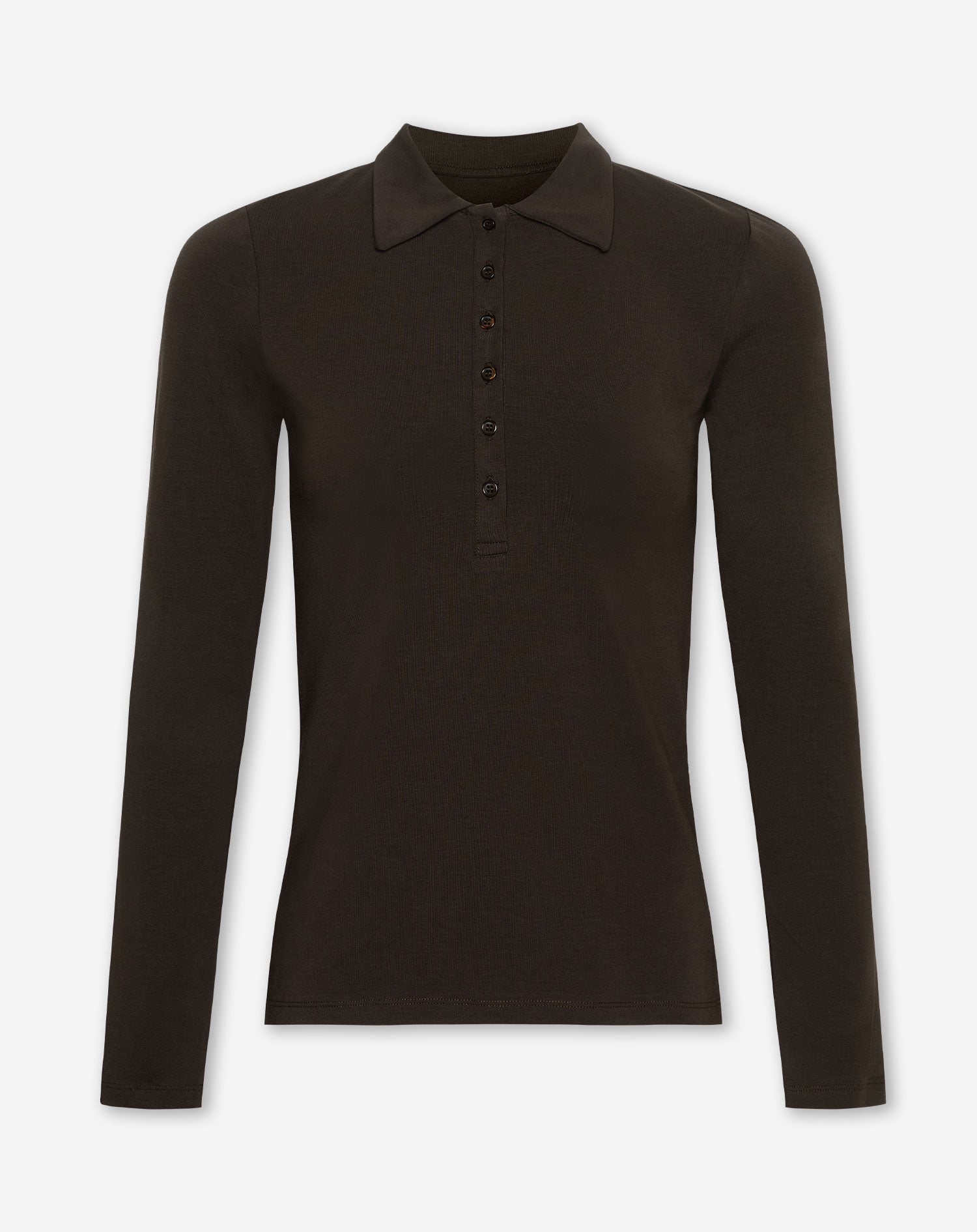 FITTED JERSEY POLO DARK BROWN