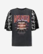 LOVE UNITED LACE SLEEVE TEE ACID GREY