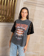 LOVE UNITED LACE SLEEVE TEE ACID GREY
