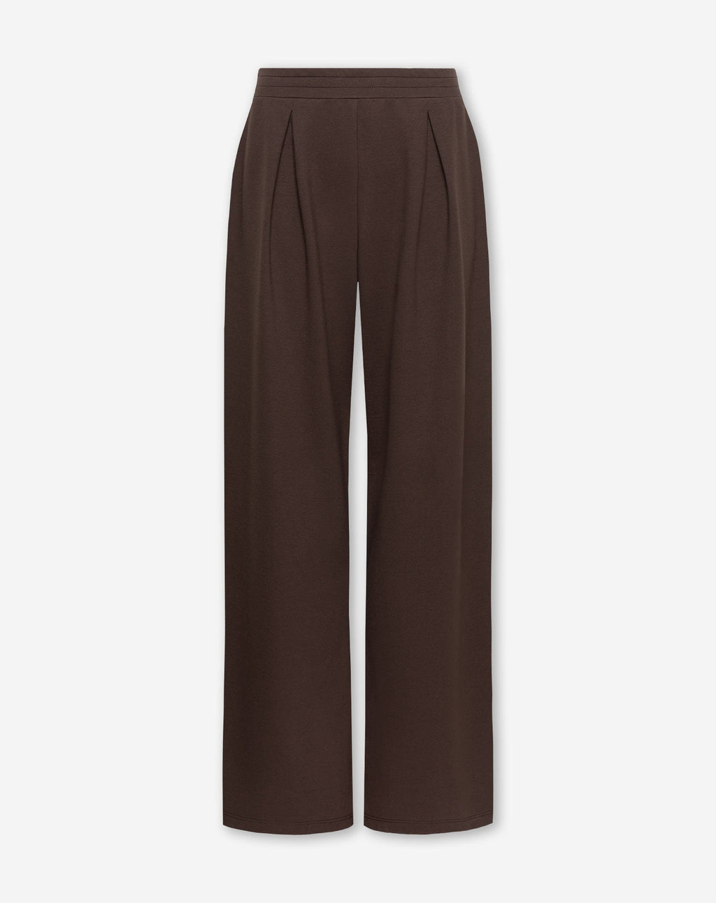 PLEATED WIDE LEG SWEAT PANTS PETITE BROWN