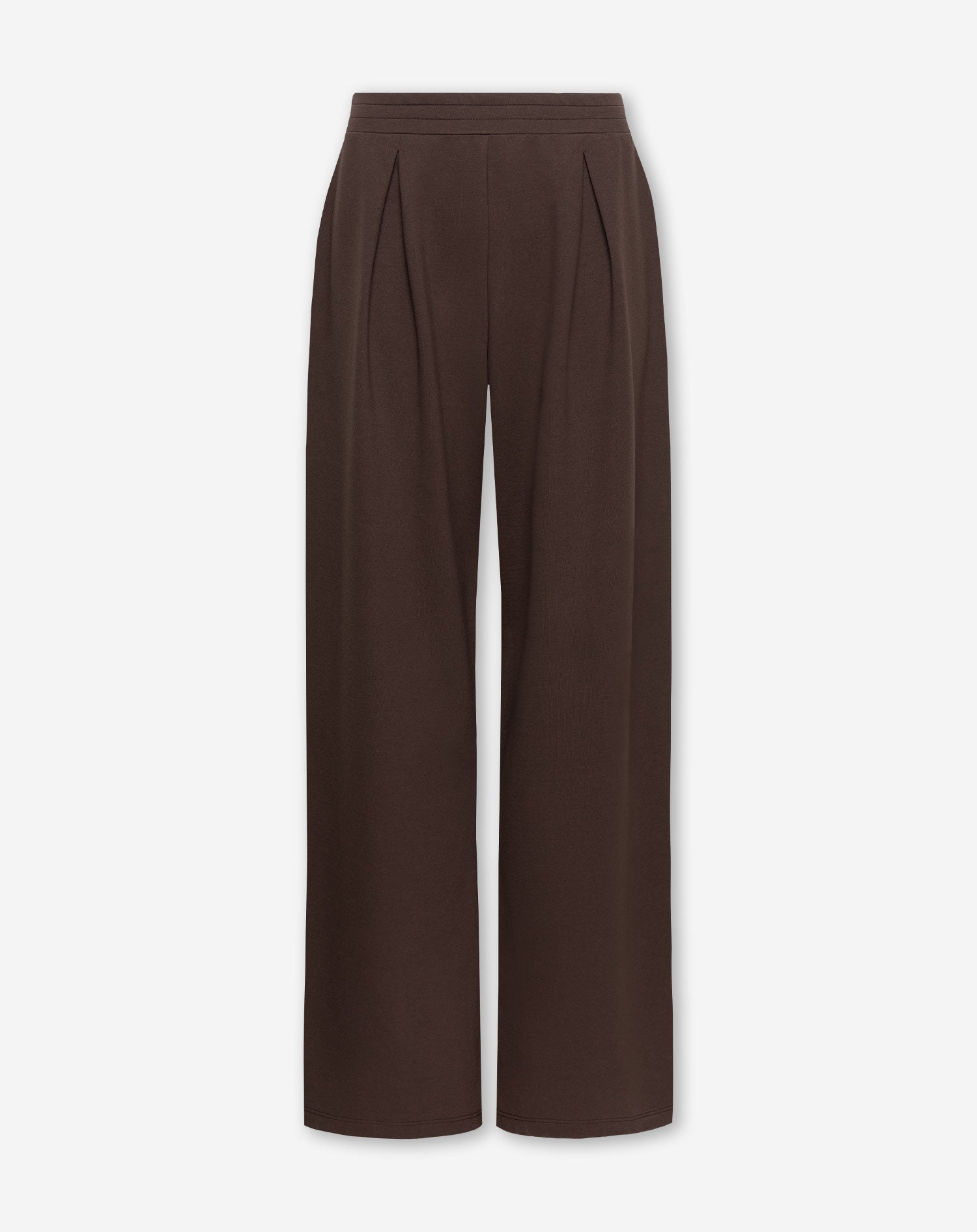PLEATED WIDE LEG SWEAT PANTS PETITE BROWN