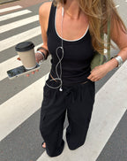 GIA WIDE LEG CARGO PANTS PETITE ZWART
