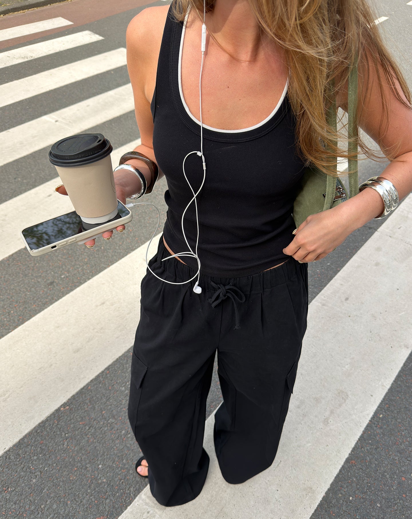 GIA WIDE LEG CARGO PANTS PETITE ZWART