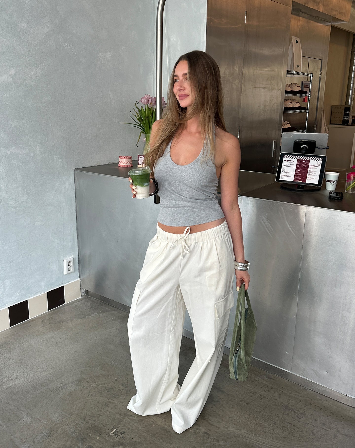GIA WIDE LEG CARGO PANTS PETITE CRÈME