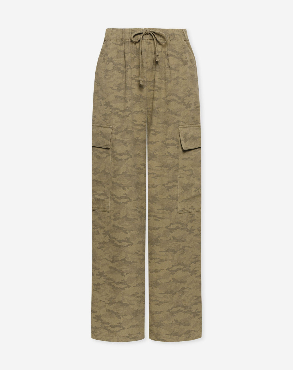 GIA WIDE LEG CARGO PANTS PETITE ARMY PRINT GROEN