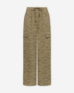 GIA WIDE LEG CARGO PANTS PETITE ARMY PRINT GROEN