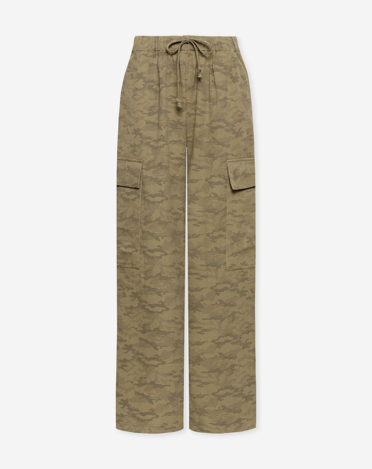 GIA WIDE LEG CARGO PANTS PETITE ARMY PRINT GROEN