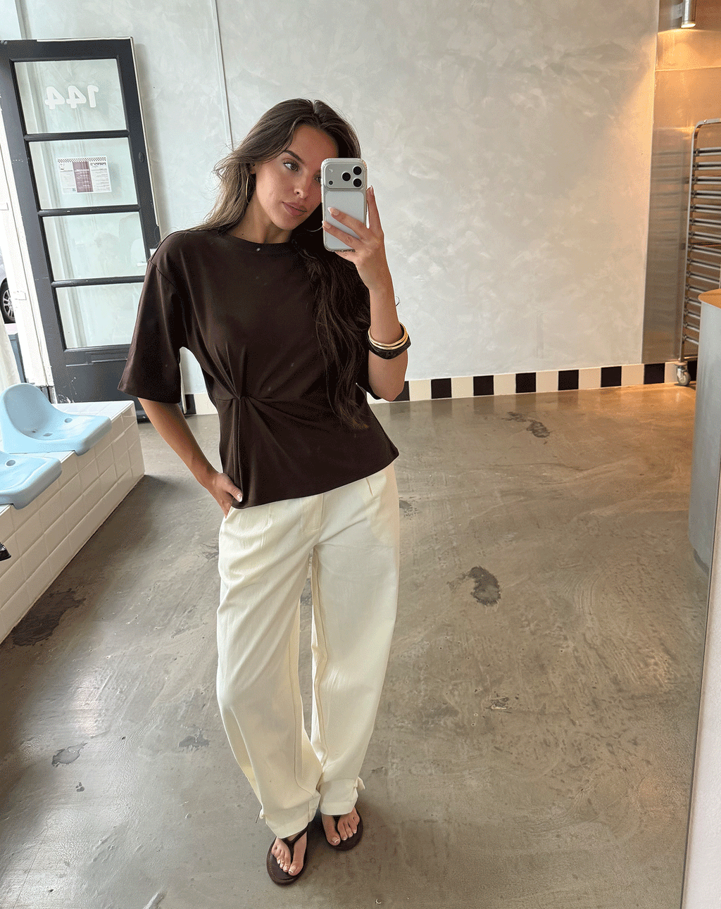 GIA TWISTED LEG PANTS PETITE CRÈME