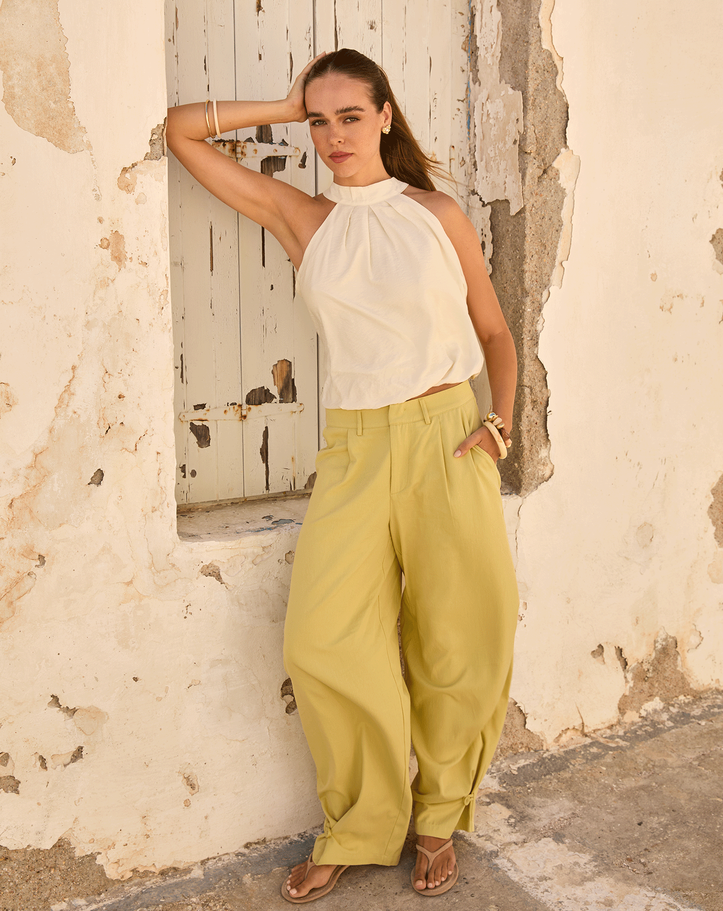 GIA TWISTED LEG PANTS PETITE GROEN