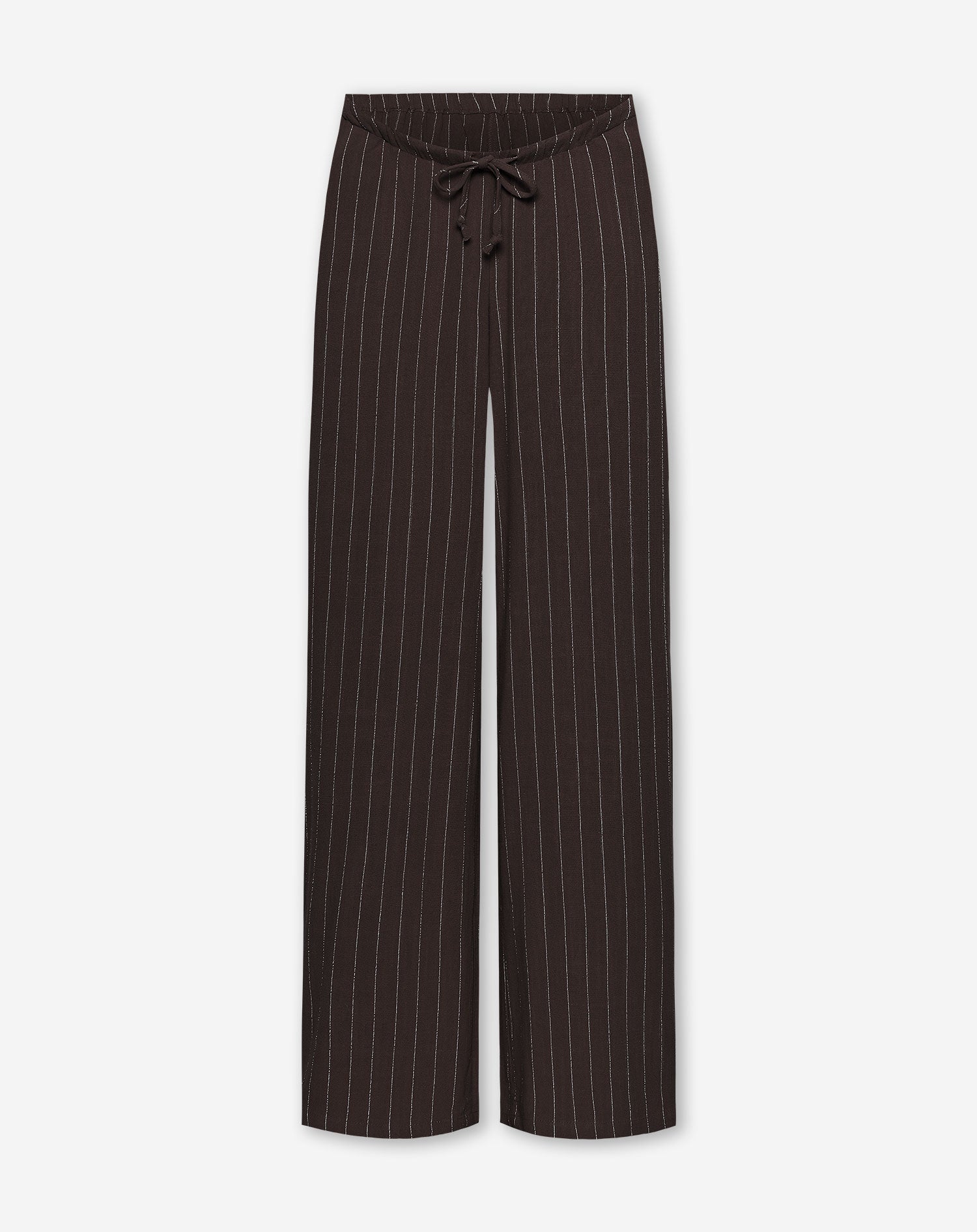 RHODE LINEN PULL ON PANTS MATERNITY PETITE PIN STRIPE BRUIN