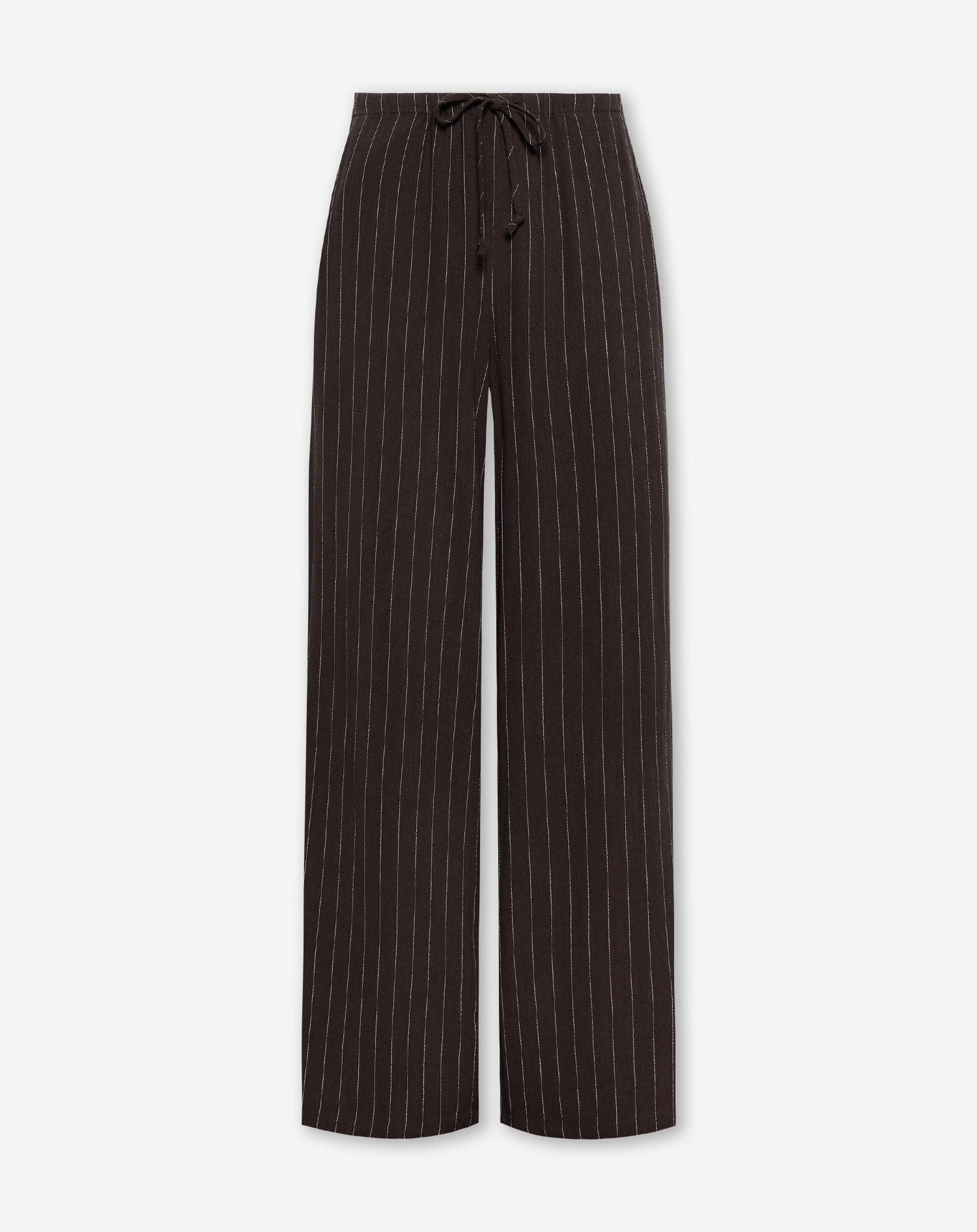RHODE LINEN PULL ON PANTS PETITE PIN STRIPE BRUIN