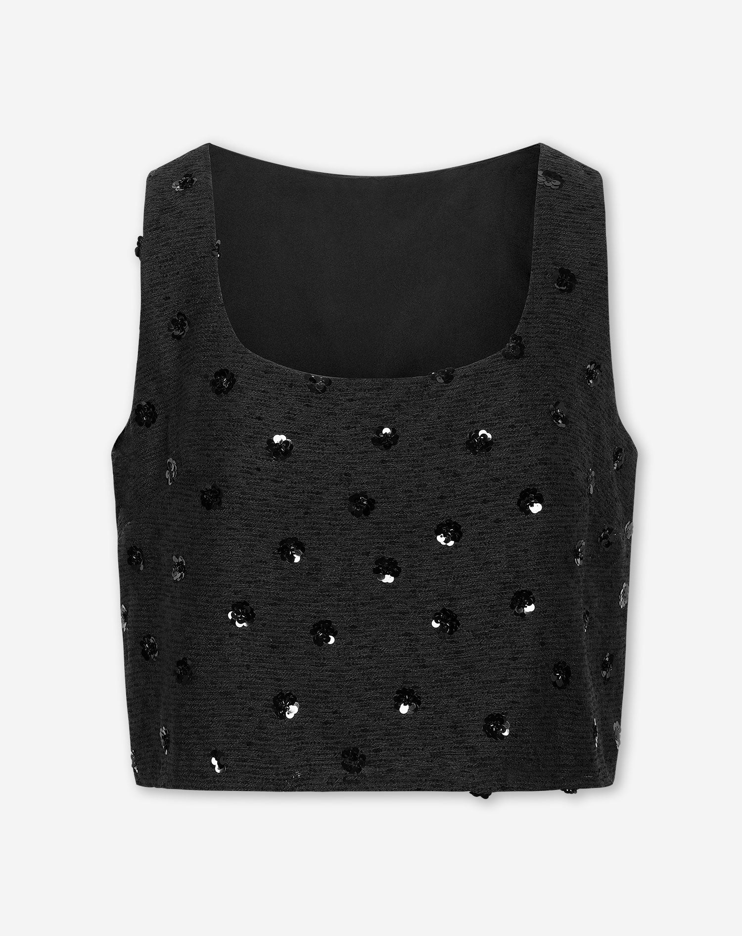 BUNNY FLOWER SEQUIN BOUCLE TOP ZWART