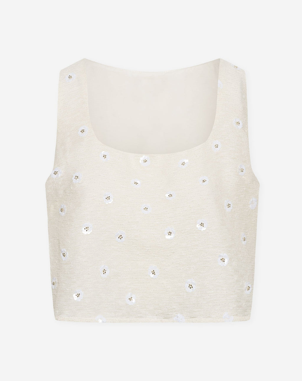 BUNNY FLOWER SEQUIN BOUCLE TOP OFF WHITE