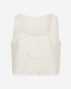 BUNNY FLOWER SEQUIN BOUCLE TOP OFF WHITE