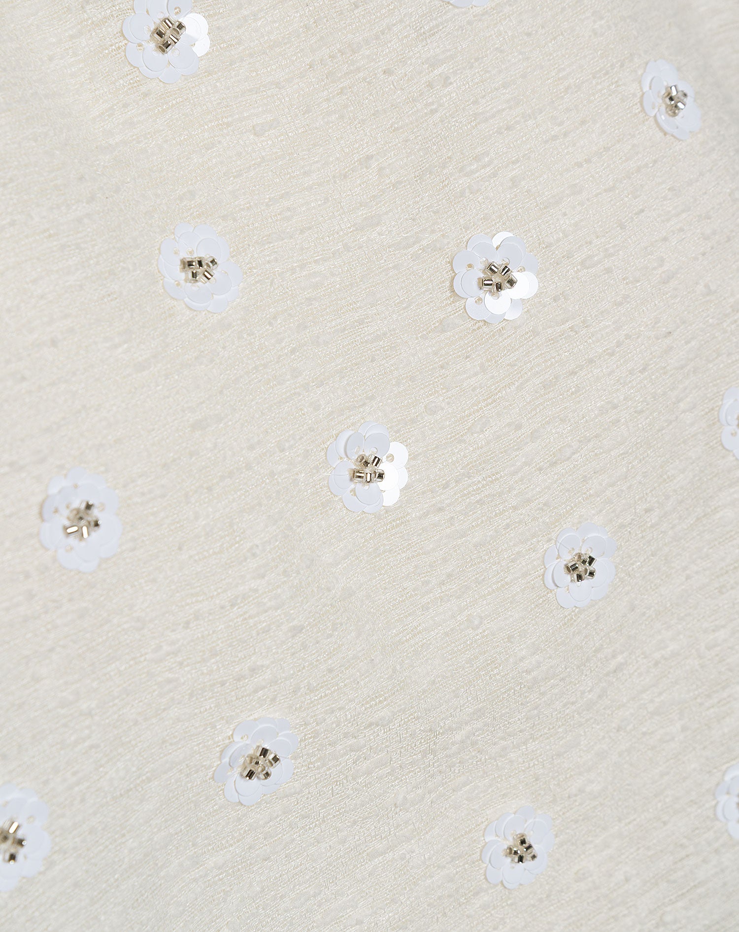 BUNNY FLOWER SEQUIN BOUCLE TOP OFF WHITE