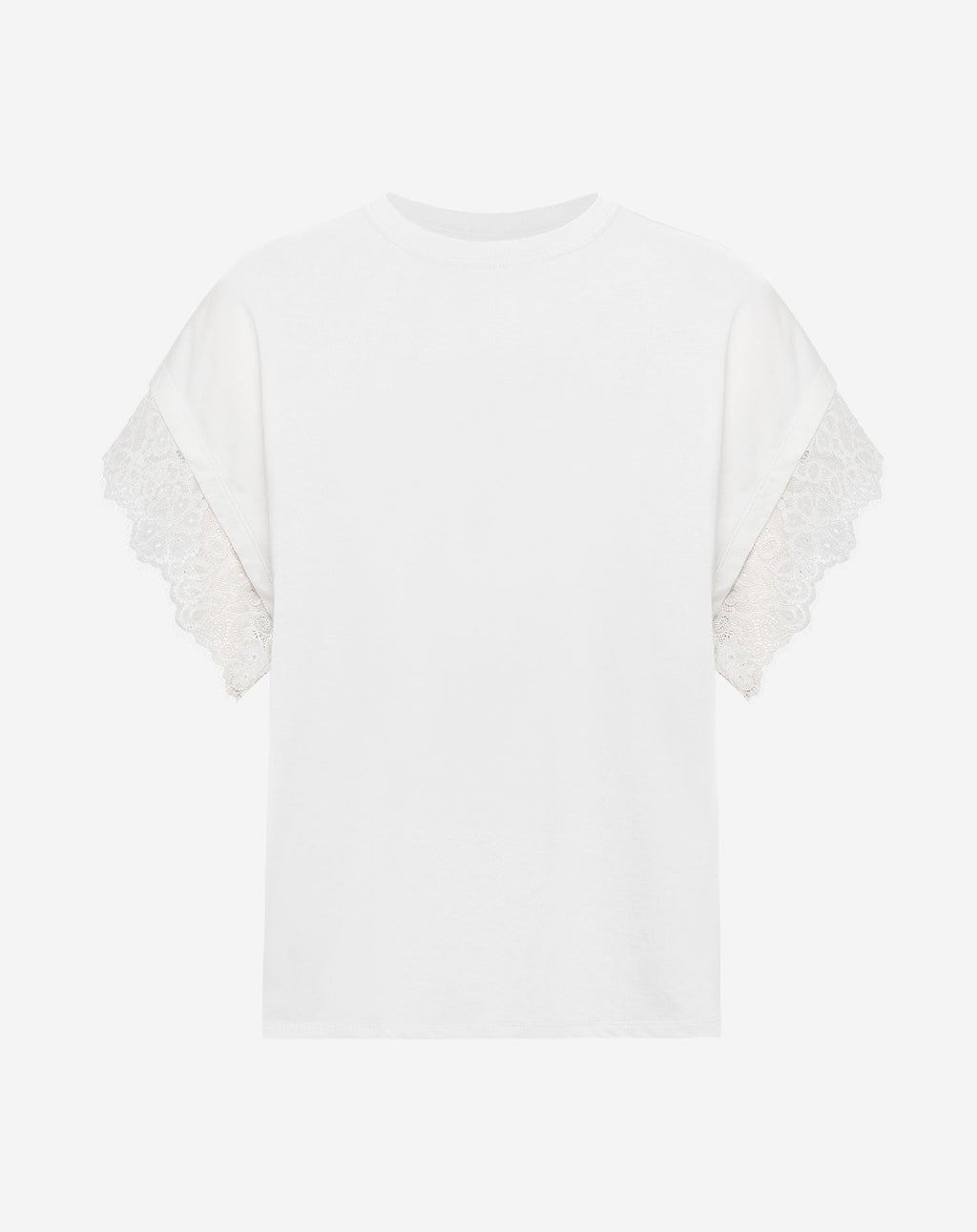 OVERSIZED LACE CAP SLEEVE TEE CREAM