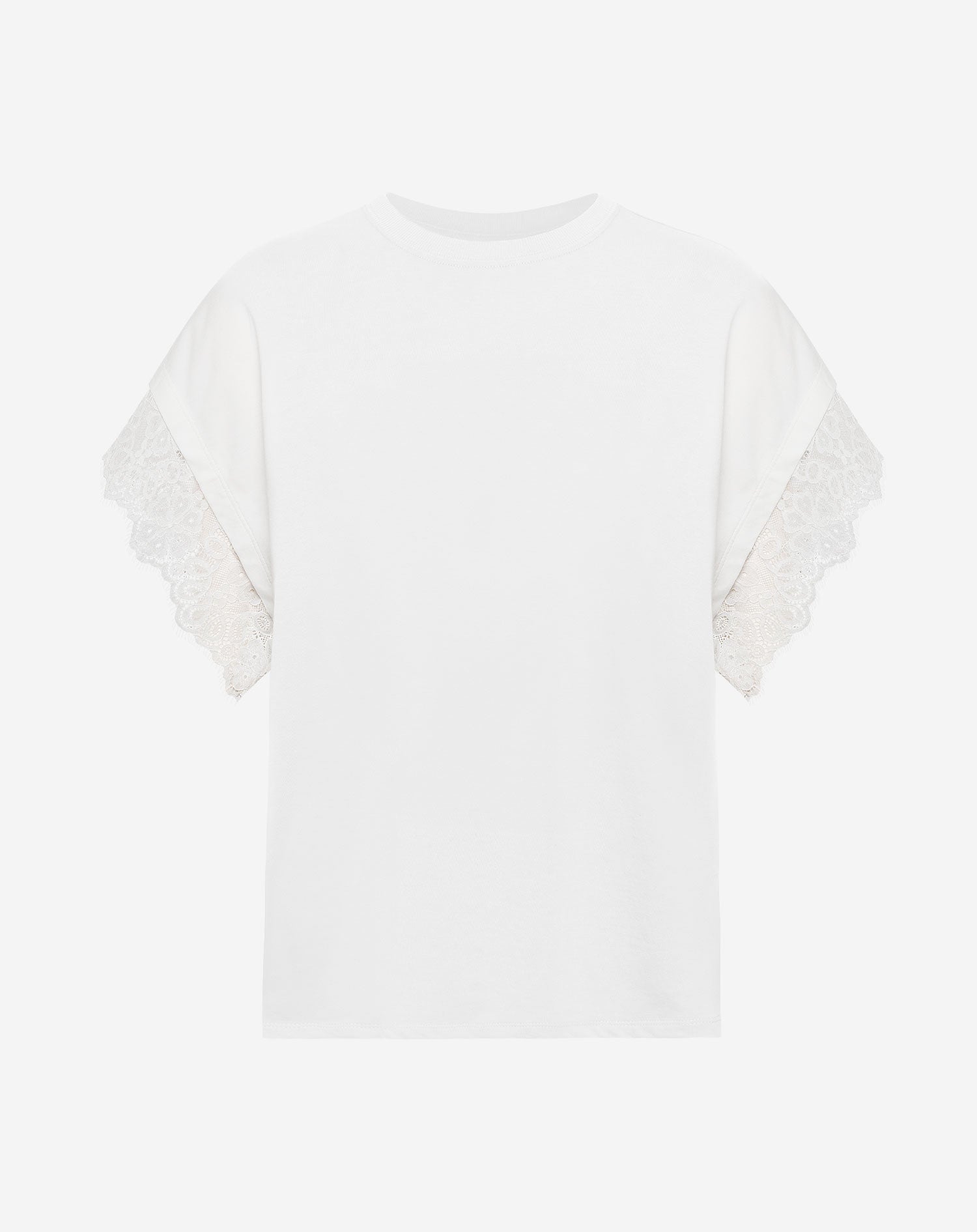 OVERSIZED LACE CAP SLEEVE TEE CREAM