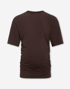 GATHERED SHORT SLEEVE TEE MATERNITY BROWN