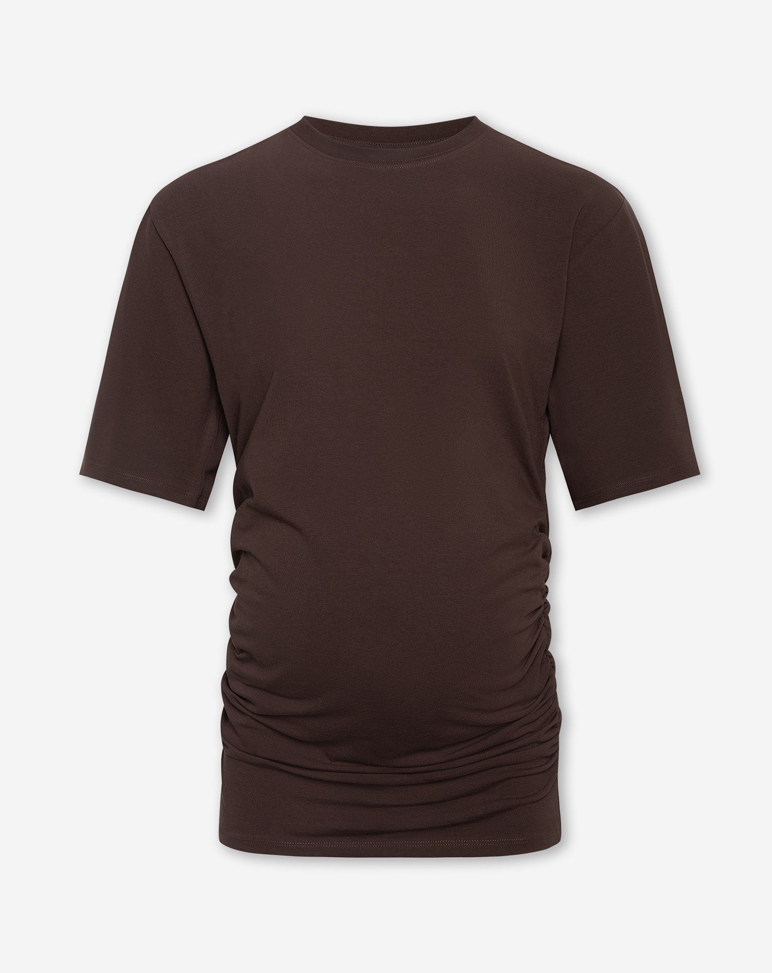 GATHERED SHORT SLEEVE TEE MATERNITY BROWN