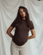 GATHERED SHORT SLEEVE TEE MATERNITY BROWN