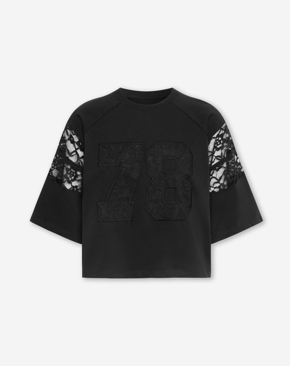78 RAGLAN LACE TEE BLACK