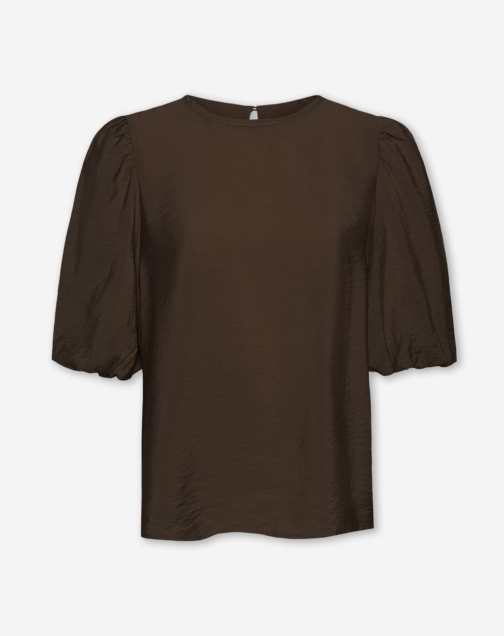 LUX PUFF SLEEVE TOP BROWN
