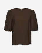 LUX PUFF SLEEVE TOP BROWN