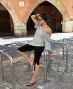 ASYMMETRIC OFF SHOULDER TEE GREY MELANGE