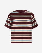 LAINE STRIPED SHORT SLEEVE OVERSIZED TEE BURGUNDY