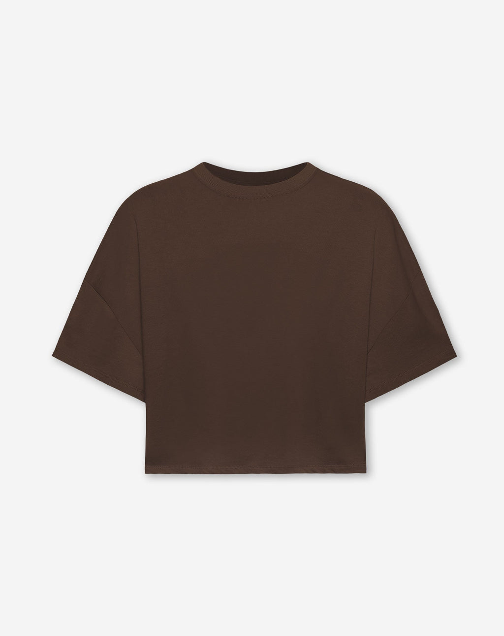 BASIC CROPPED OVERSIZED TEE BROWN