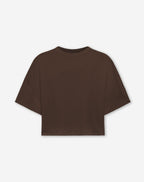 BASIC CROPPED OVERSIZED TEE BROWN