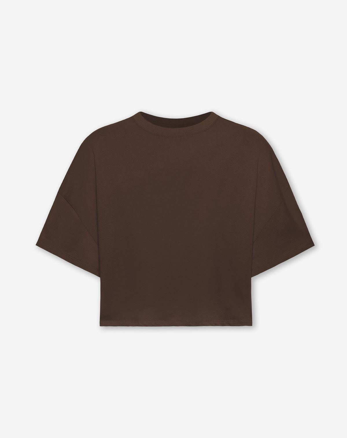 BASIC CROPPED OVERSIZED TEE BROWN