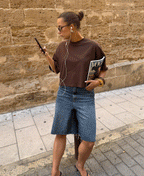 BASIC CROPPED OVERSIZED TEE BROWN