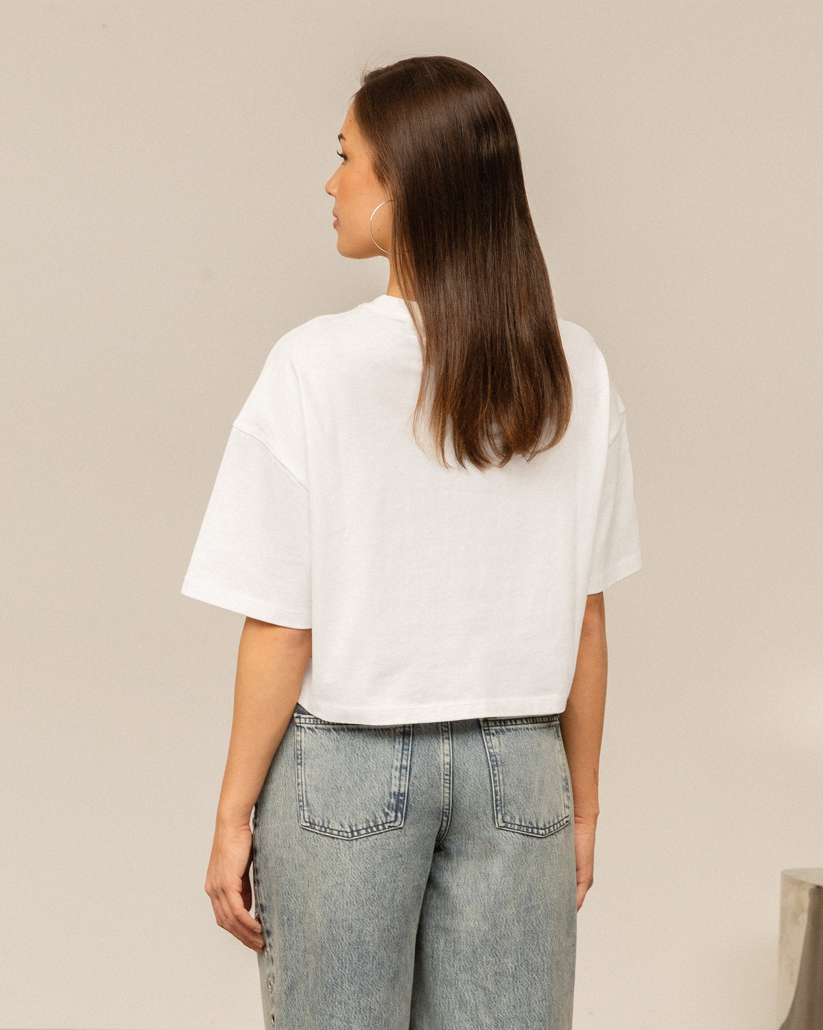 BASIC CROPPED OVERSIZED TEE CREAM