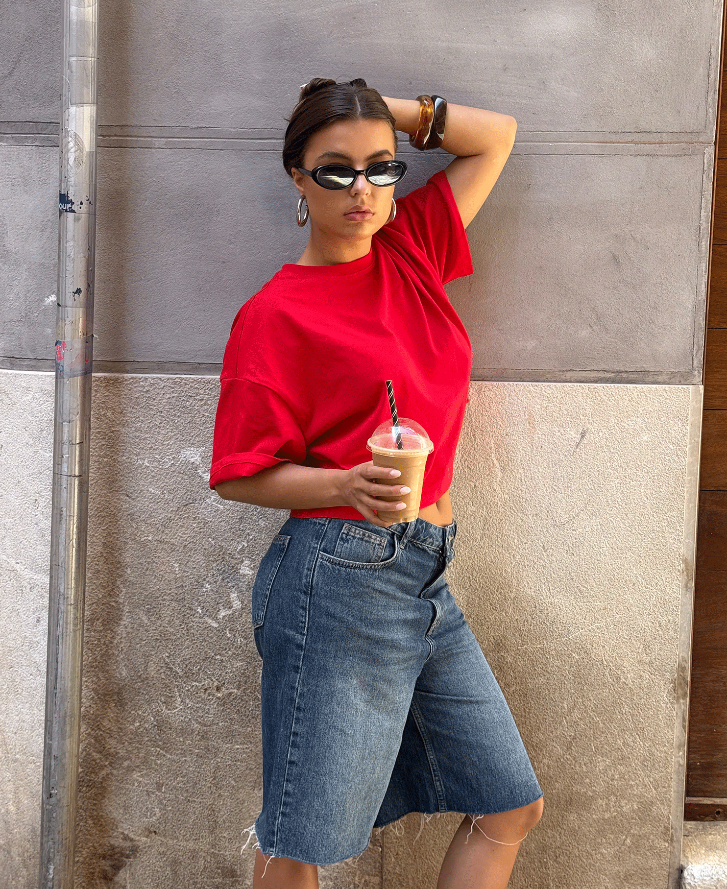 BASIC CROPPED OVERSIZED TEE RED