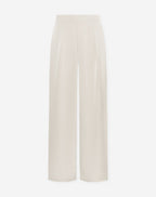 VICE PLEATED SATIN WIDE LEG PANTS PETITE CRÈME