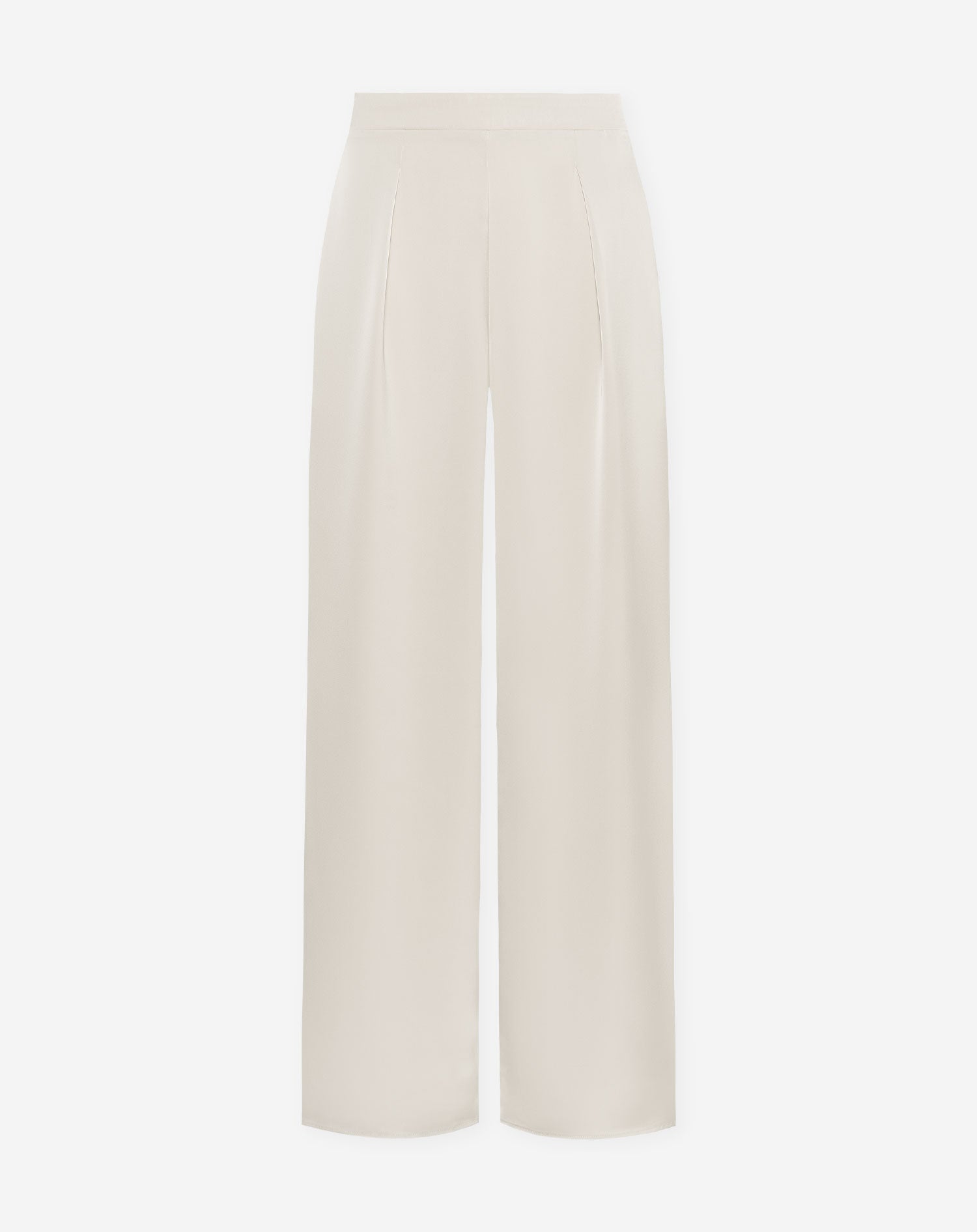 VICE PLEATED SATIN WIDE LEG PANTS PETITE CRÈME
