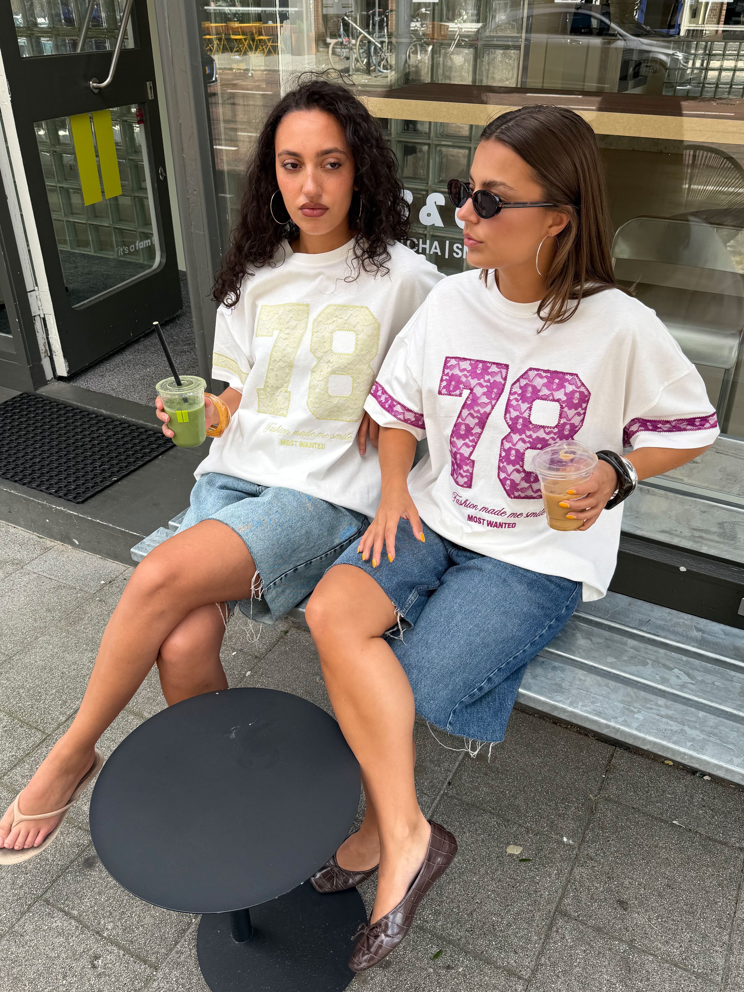 78 LACE OVERSIZED TEE FUCHSIA