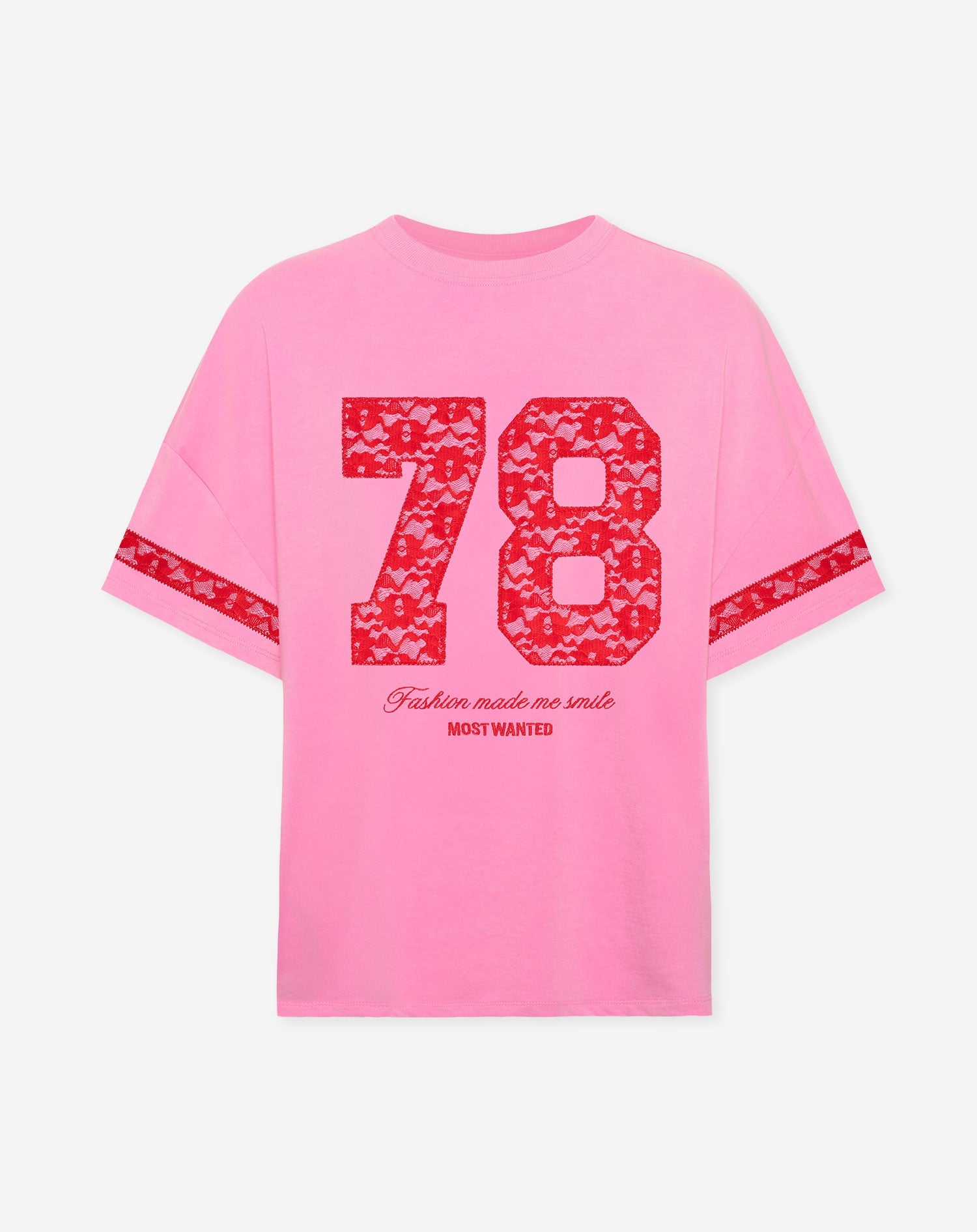 78 LACE OVERSIZED TEE PINK