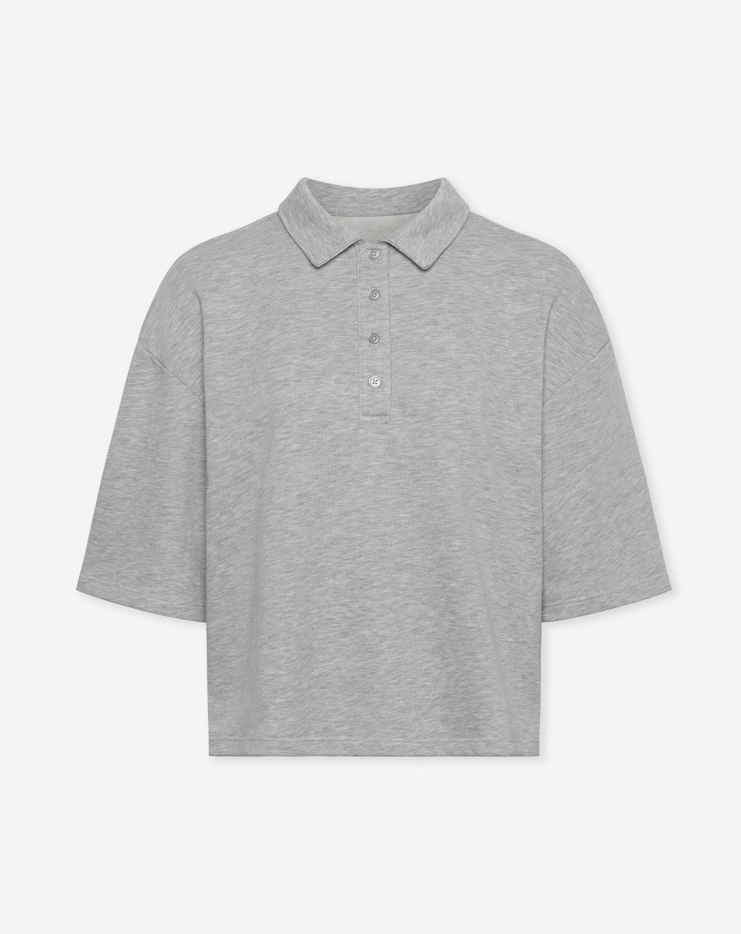 OVERSIZED POLO SWEAT TOP GRIJS MELANGE