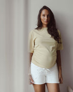 CORD DENIM SHORT MATERNITY WHITE